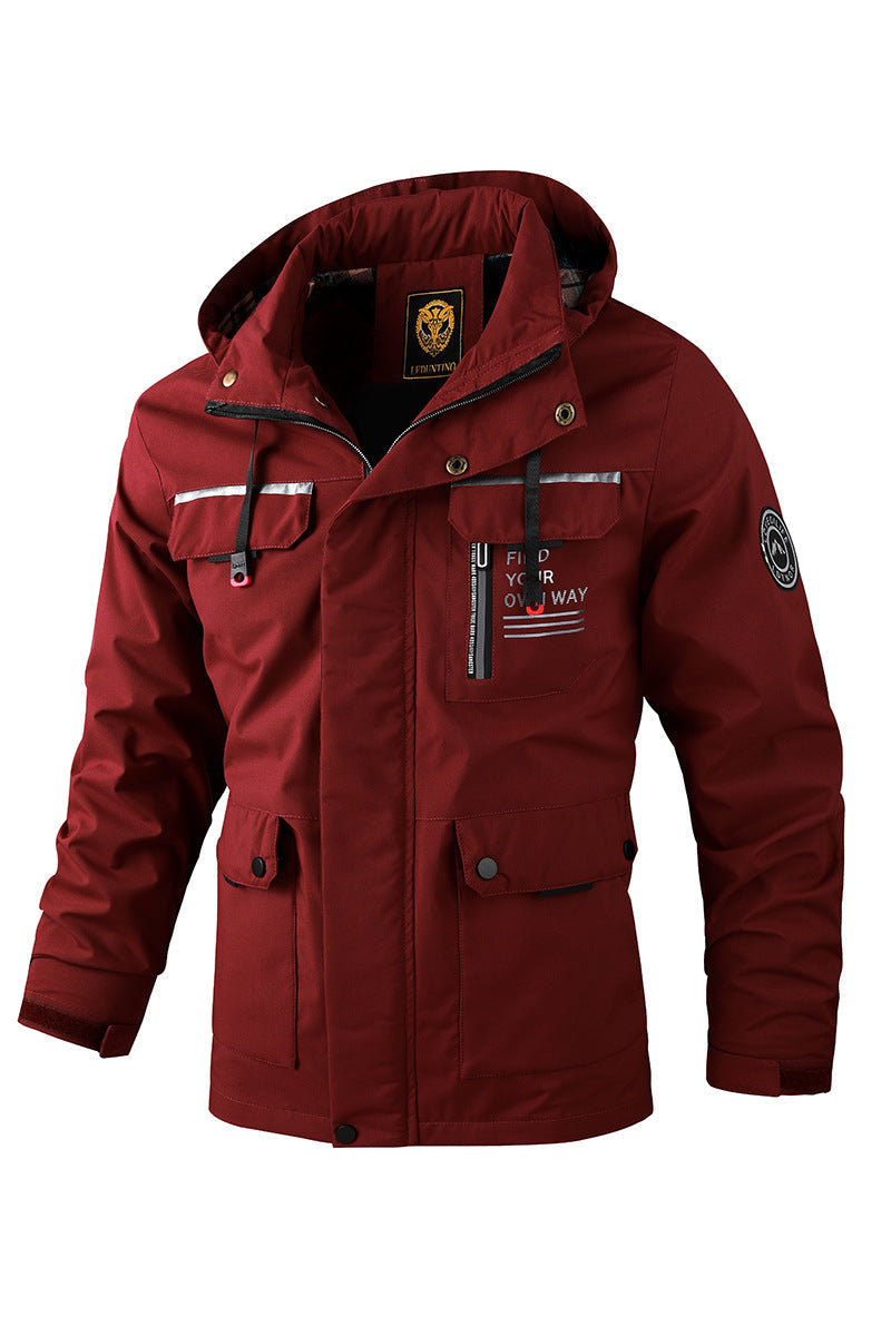 Mens Casual Windbreaker Jacket Waterproof Hooded Warm Outdoor Soft Shell