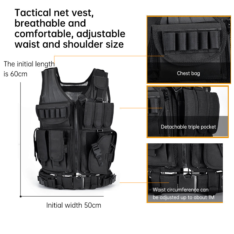 6000D Nylon Tactical Grid Vest Multi Pocket Durable Outdoor Gear