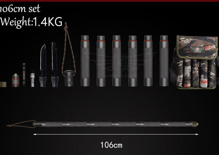 Multifunctional Tactical Alpenstock Hiking Stick Durable Outdoor Camping Walking Tool