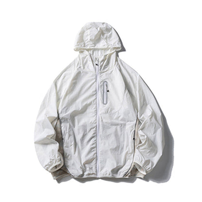 Mens Camouflage Hooded Sun Protection Jacket Lightweight Reflective Outdoor Wear