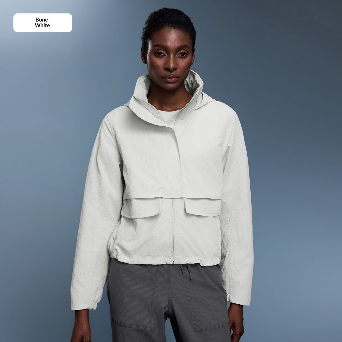 Women's Outdoor Water-Resistant Wear-Resistant Stowable Hooded Loose Casual Jacket