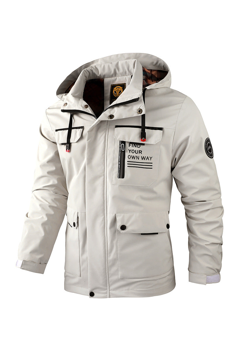Mens Casual Windbreaker Jacket Waterproof Hooded Warm Outdoor Soft Shell
