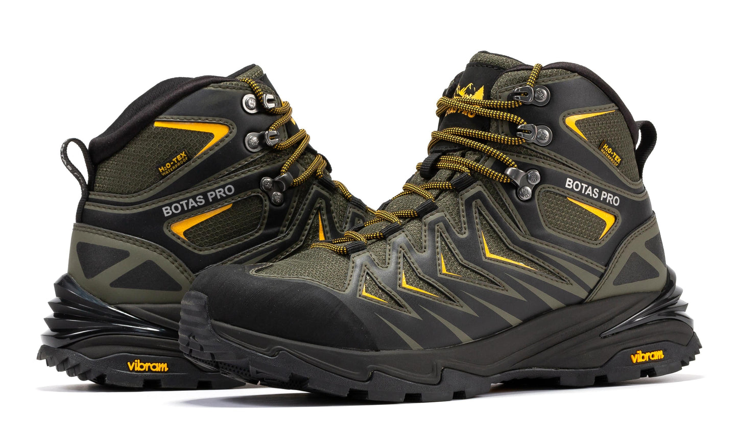 Metallic Green Waterproof Hiking Boots Vibram Traction Lug Durable Outdoor