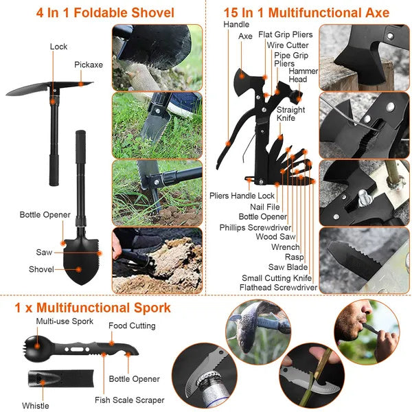 121Pcs Survival Kit Emergency Outdoor Tactical First Aid Gear