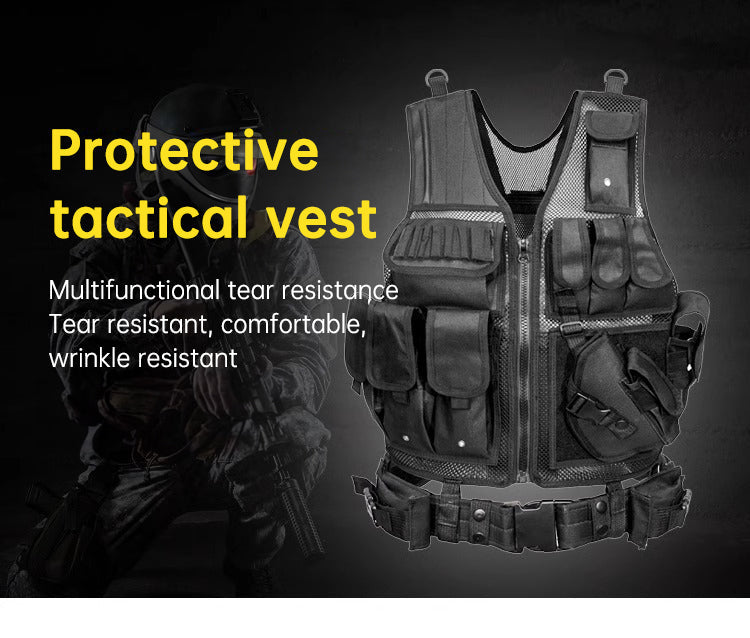 6000D Nylon Tactical Grid Vest Multi Pocket Durable Outdoor Gear