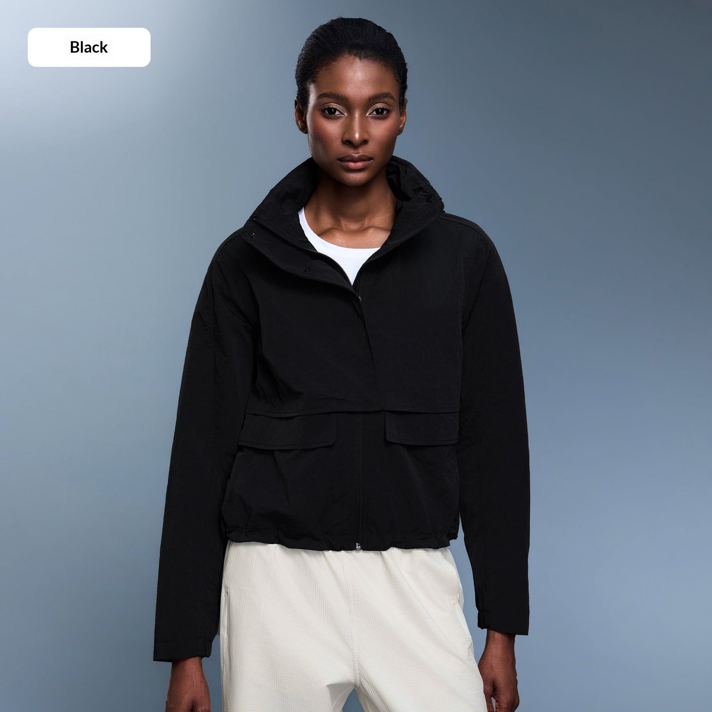 Women's Outdoor Water-Resistant Wear-Resistant Stowable Hooded Loose Casual Jacket