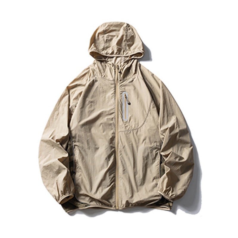 Mens Camouflage Hooded Sun Protection Jacket Lightweight Reflective Outdoor Wear
