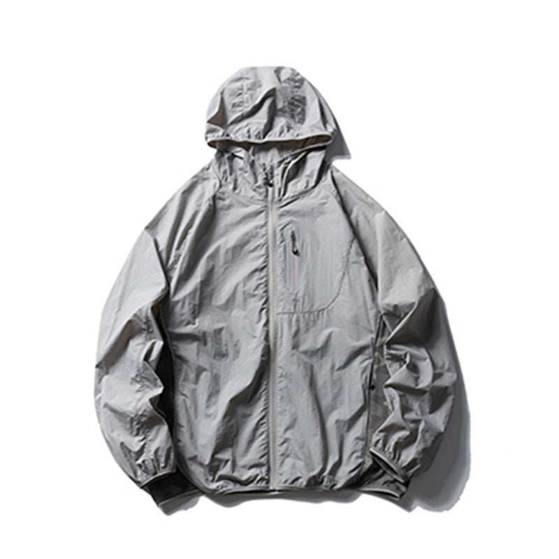 Mens Camouflage Hooded Sun Protection Jacket Lightweight Reflective Outdoor Wear
