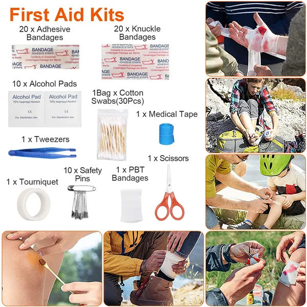 121Pcs Survival Kit Emergency Outdoor Tactical First Aid Gear
