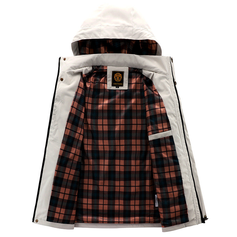 Mens Casual Windbreaker Jacket Waterproof Hooded Warm Outdoor Soft Shell