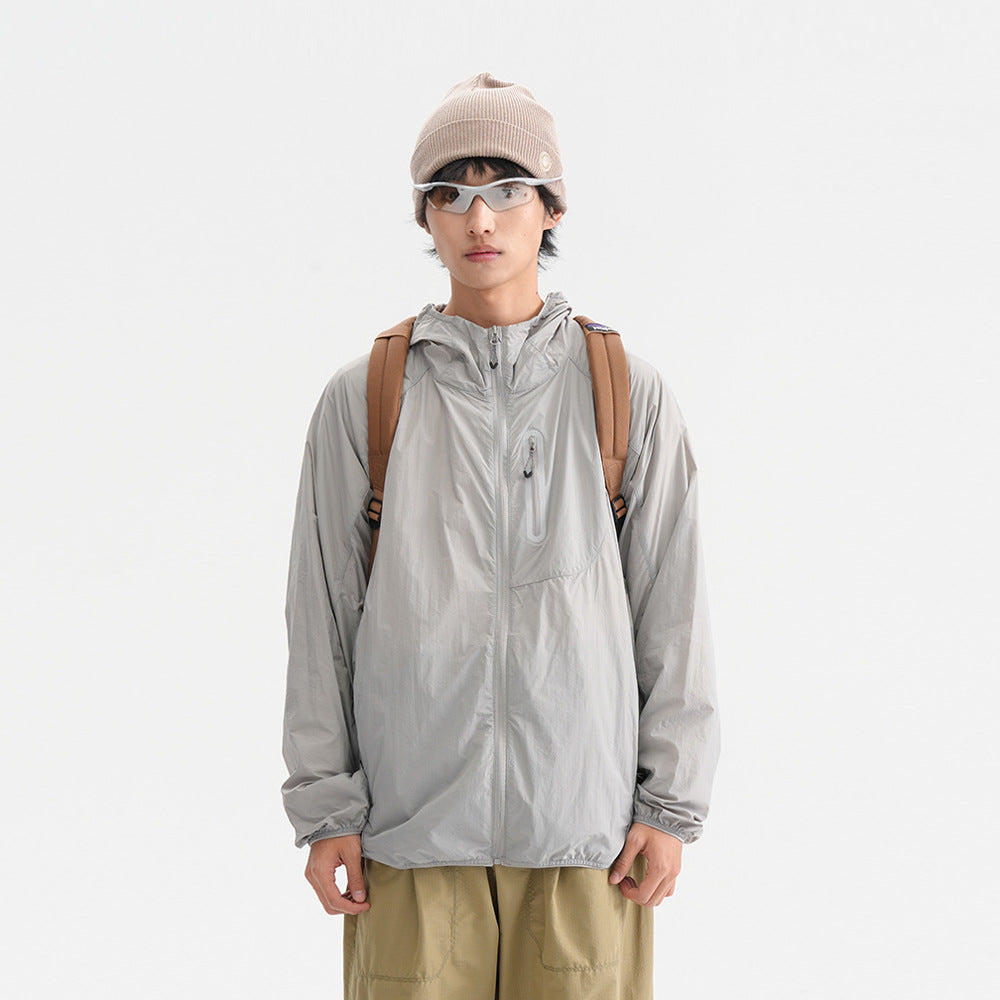 Mens Camouflage Hooded Sun Protection Jacket Lightweight Reflective Outdoor Wear