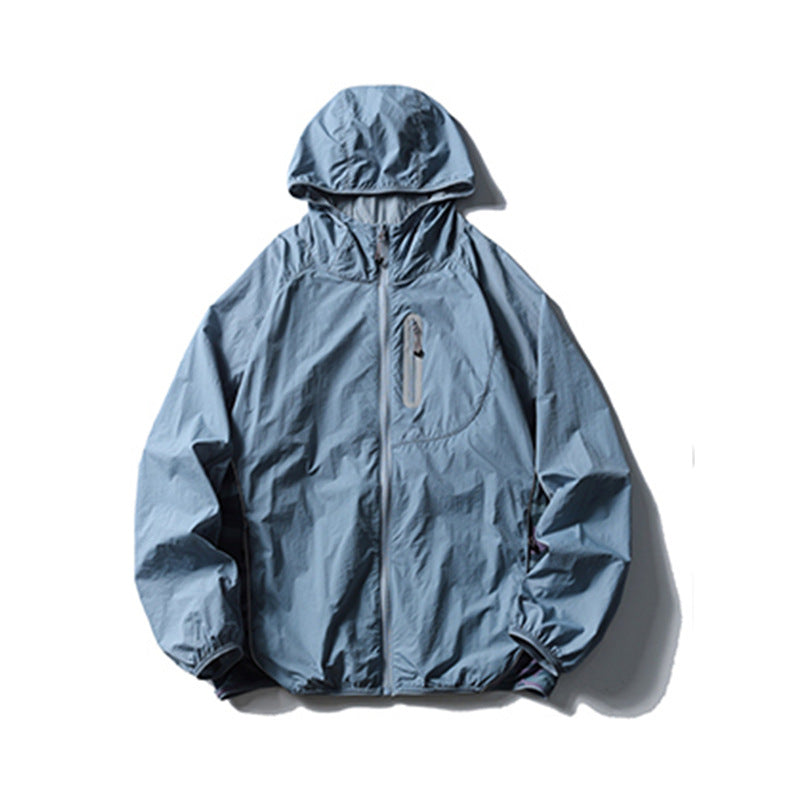 Mens Camouflage Hooded Sun Protection Jacket Lightweight Reflective Outdoor Wear