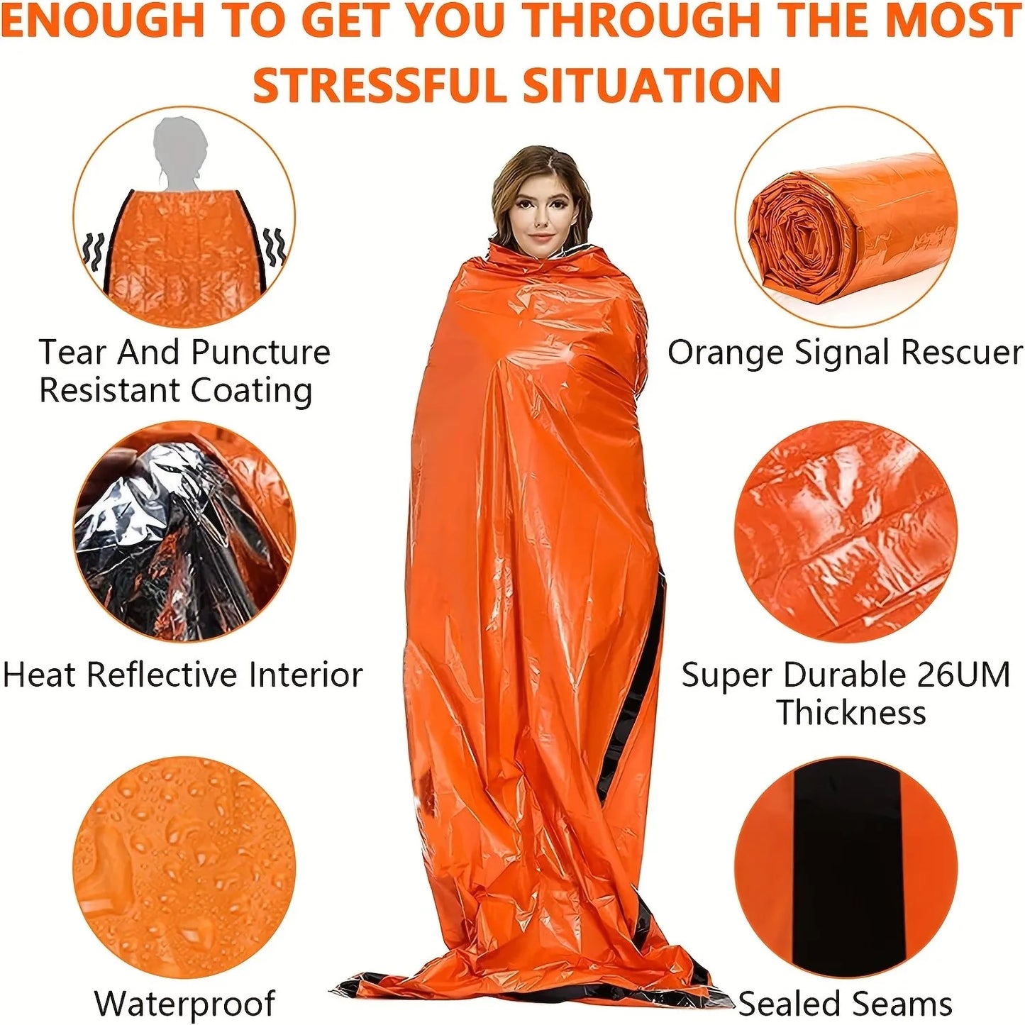 Portable Waterproof Emergency Survival Sleeping Bag Thermal Outdoor Rescue Gear