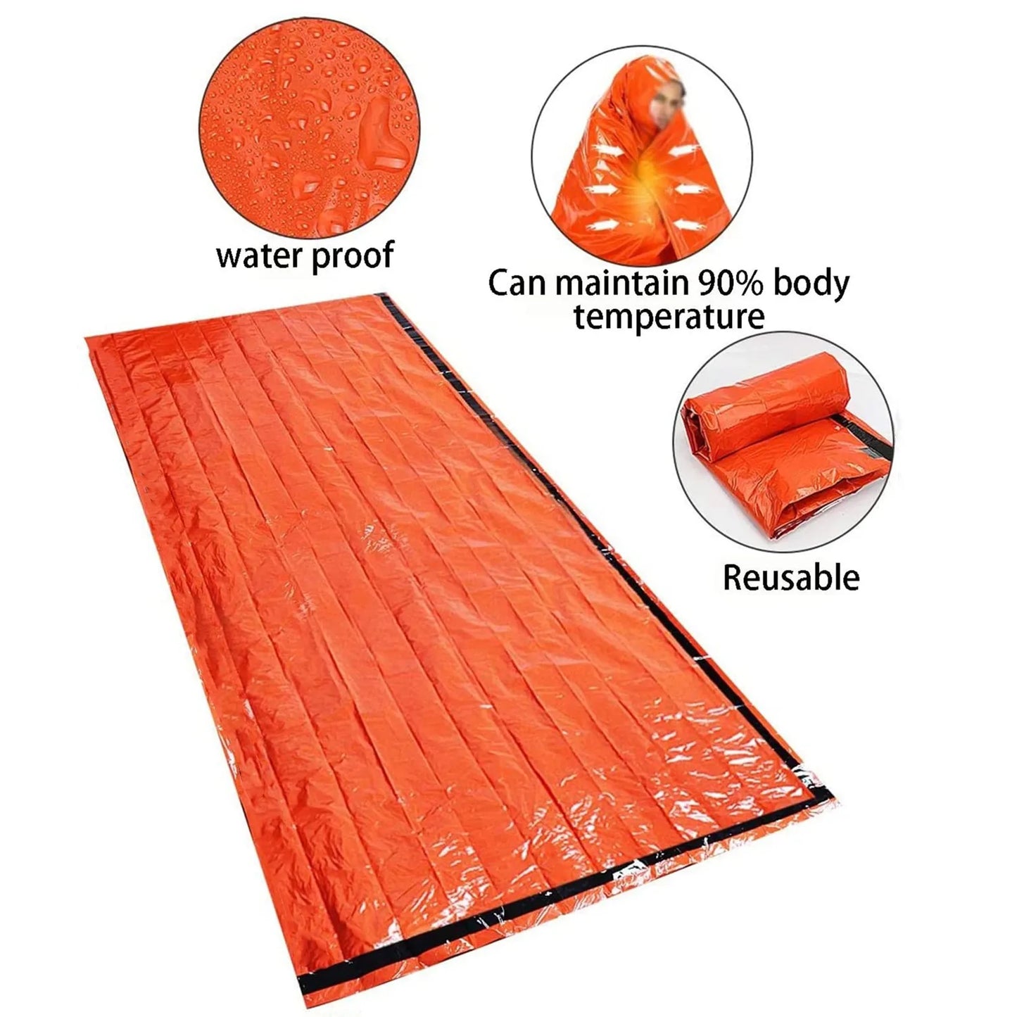Portable Waterproof Emergency Survival Sleeping Bag Thermal Outdoor Rescue Gear