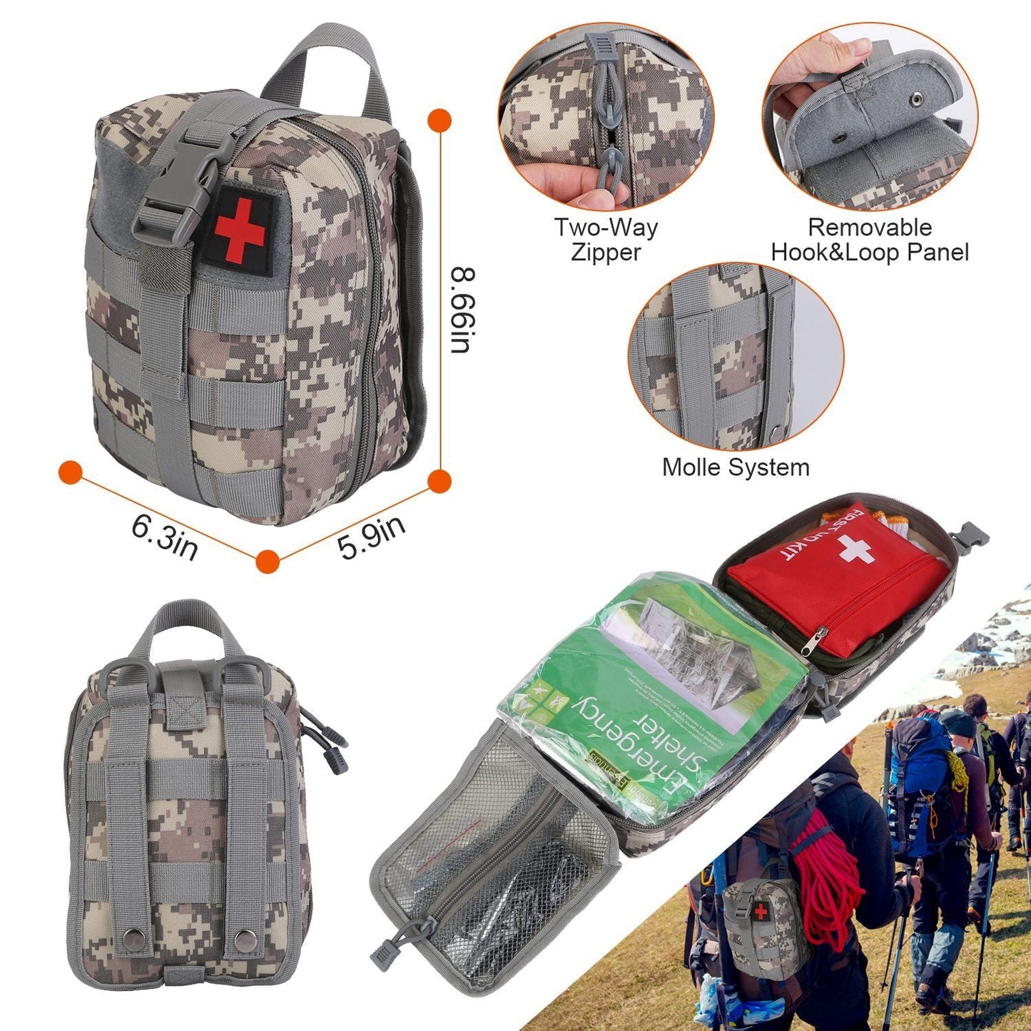 125Pcs Survival Kit Professional Emergency Tactical First Aid Outdoor Gear