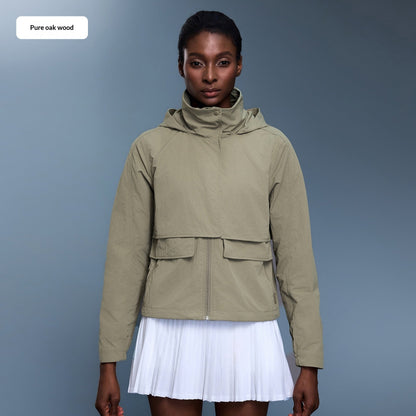 Women's Outdoor Water-Resistant Wear-Resistant Stowable Hooded Loose Casual Jacket