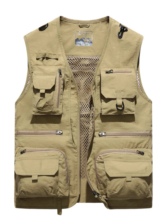 Men's Plus Size Outdoor Workwear Multi-Pocket Quick-Dry Mesh Vest